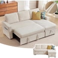 thumbnail image 1 of Pingliang Home Pull Out Sleeper Sectional Sofa Bed with Storage Chaise, Convertible L Shaped Couch with Side Pockets,Modern Linen Reversible Sofa Couch for Living Room Apartment Office Studio, 1 of 8