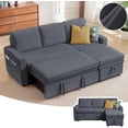 thumbnail image 1 of Pingliang Home Pull Out Sleeper Sectional Sofa Bed with Storage Chaise, Convertible L Shaped Couch with Side Pockets,Modern Linen Reversible Sofa Couch for Living Room Apartment Office Studio, 1 of 8