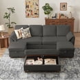 thumbnail image 1 of Pingliang Home Corduroy Sectional Sofa with 3 Ottomans, Modern Modular Sofa Couch with Storage Coffee Table Ottoman,4 Seat U-Shaped Couch Sofa for Living Room, Apartment, APT,Office,Studio,Dark Gray, 1 of 9