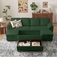 thumbnail image 1 of Pingliang Home Corduroy Sectional Sofa with 3 Ottomans, Modern Modular Sofa Couch with Storage Coffee Table Ottoman,4 Seat U-Shaped Couch Sofa for Living Room, Apartment, APT,Office,Studio,Green, 1 of 9
