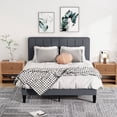 thumbnail image 1 of Pingliang Home Full Size Bed Frame with Adjustable Upholstered Headboard&Wood Slats Support,Gray, 1 of 9