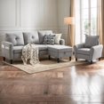 thumbnail image 1 of Pingliang Home Furniture Set Convertible Sectional Sofa and Storage Ottoman and Accent Chair,3 Seat L-shaped Sofa Couch with Reversible Footstool and Armchair for Living Room Apartment Office Studio, 1 of 8
