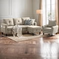 thumbnail image 1 of Pingliang Home Furniture Set Convertible Sectional Sofa and Storage Ottoman and Accent Chair,3 Seat L-shaped Sofa Couch with Reversible Footstool and Armchair for Living Room Apartment Office Studio, 1 of 8