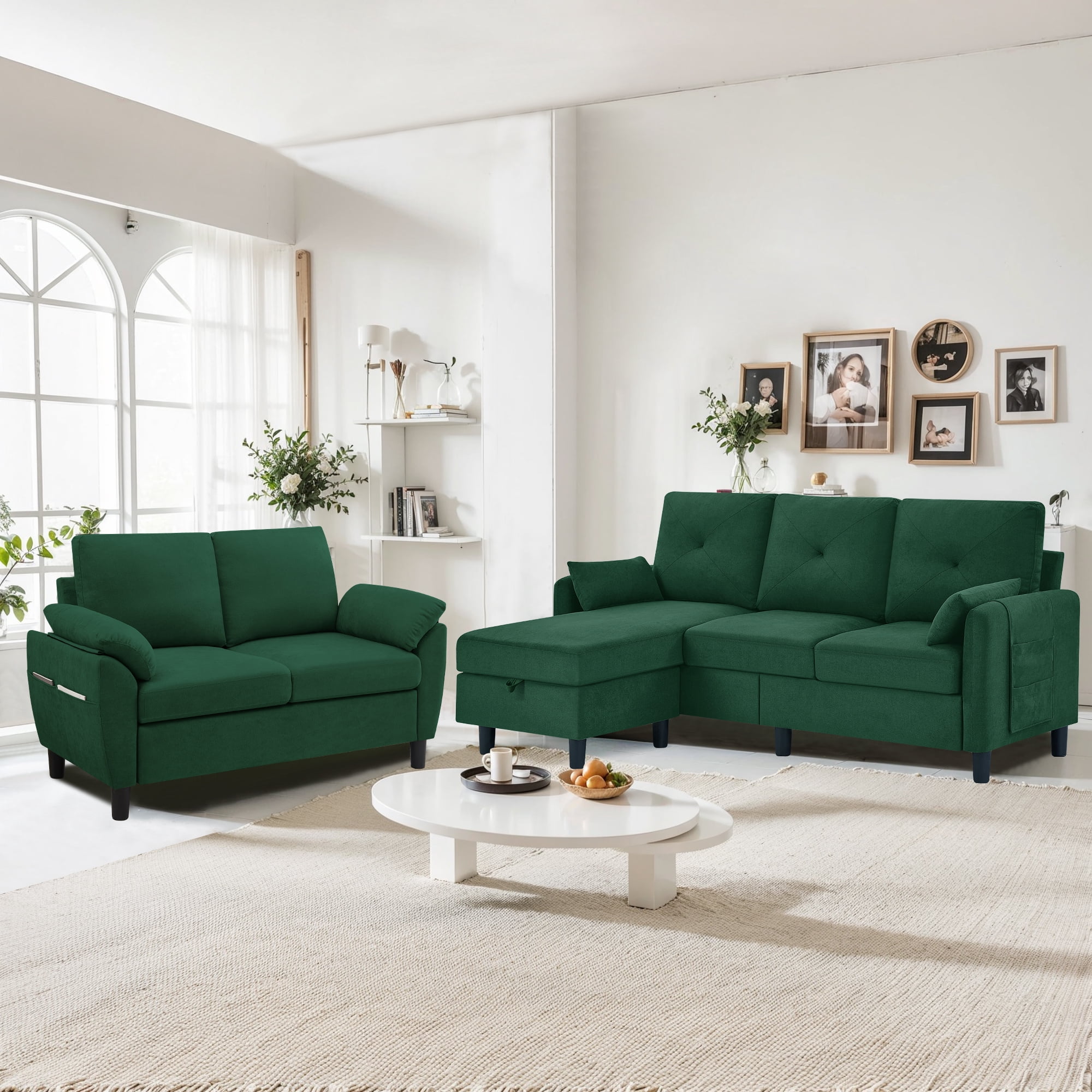 Pingliang Home Living Room Furniture Set, Sectional Sofa Couch with ...