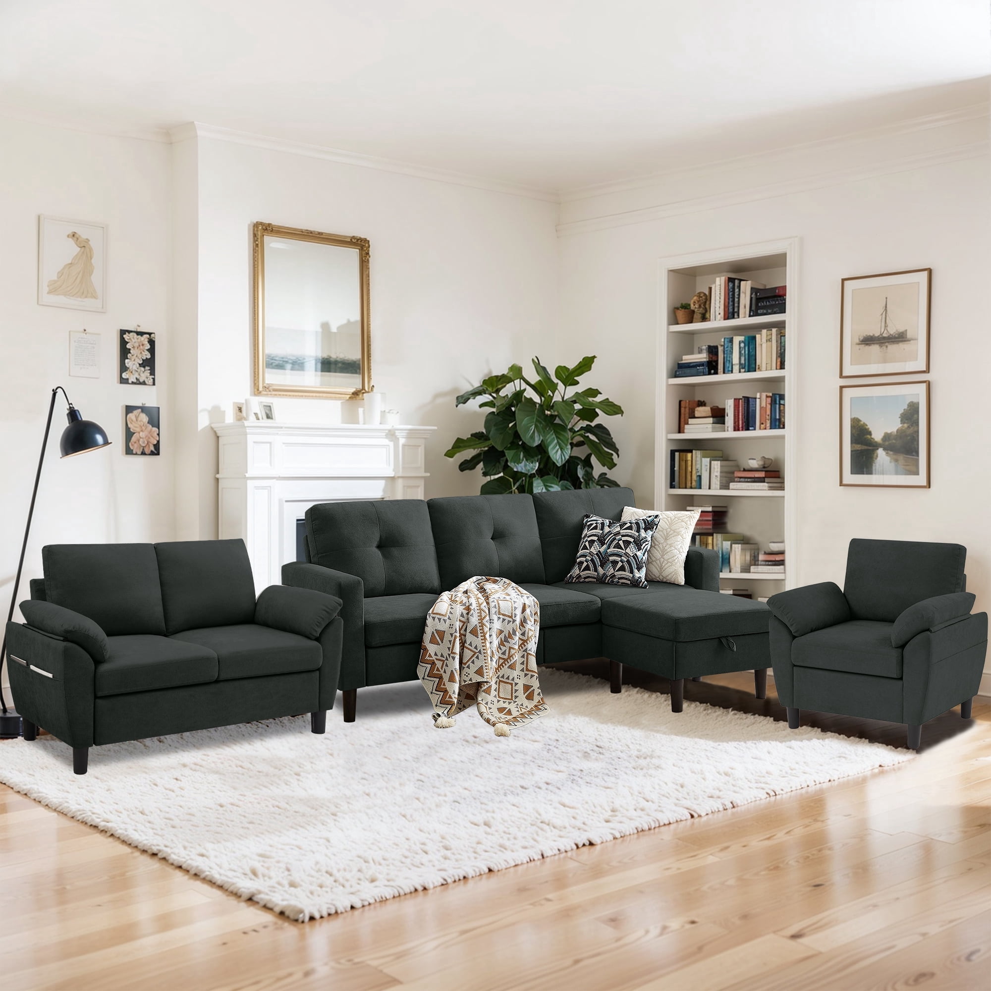 Pingliang Home Living Room Furniture Set,Sectional Sofa with Storage ...