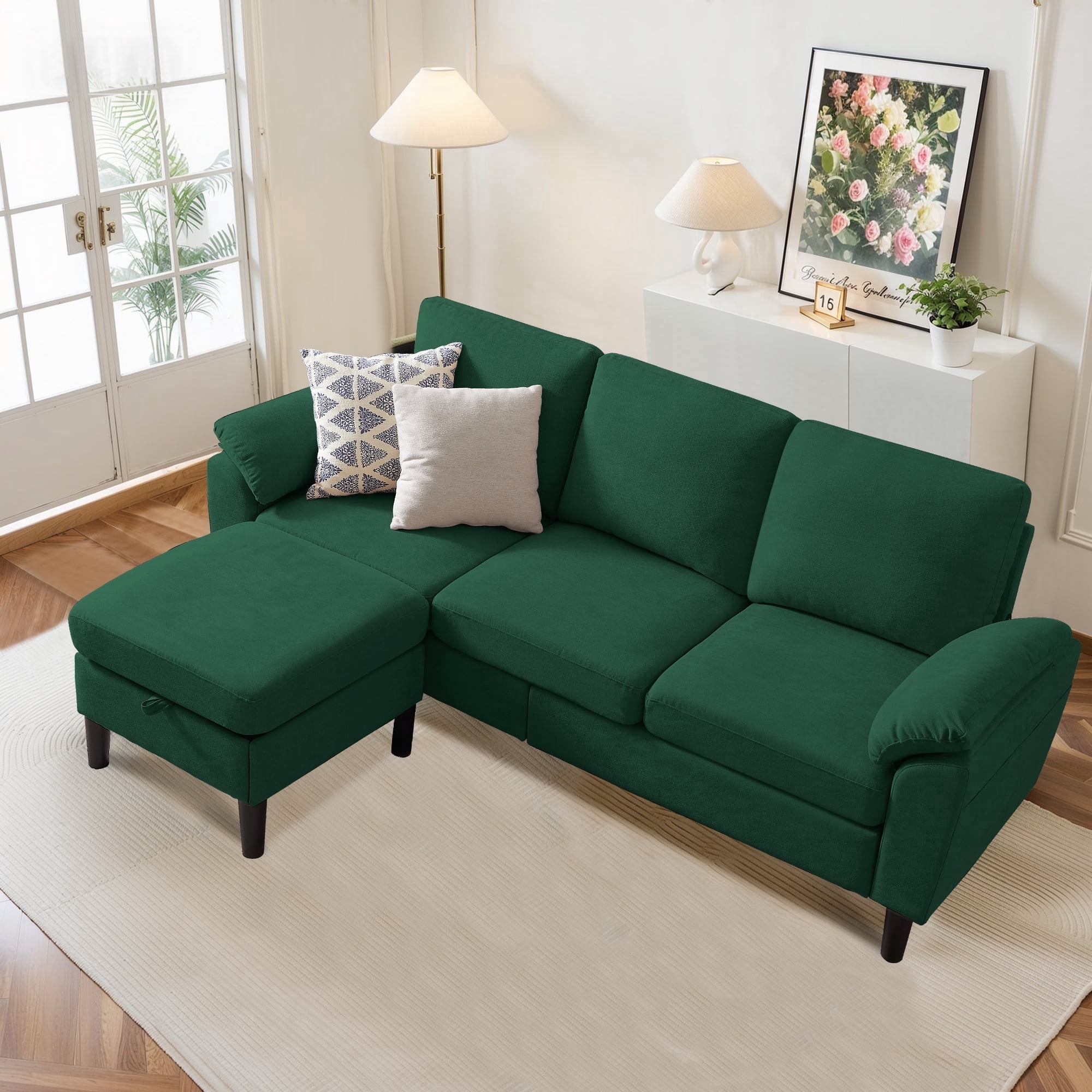 Pingliang Home Modern L-Shaped Sofa, Convertible Sectional Couch