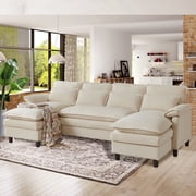Pingliang Home Oversized U Shaped Couch,4 Seat Sectional Sofa with 4 Pillows,Upholstered Symmetrical Cloud Couch with Double Chaise,Wrap Around Sofa Modular sof
