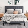 thumbnail image 1 of Pingliang Home Queen Size Bed Frame with Adjustable Upholstered Headboard&Wood Slats Support,Gray, 1 of 9