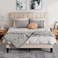 thumbnail image 1 of Pingliang Home Queen Size Bed Frame with Adjustable Upholstered Headboard&Wood Slats Support,Beige, 1 of 9
