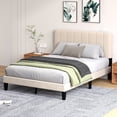 thumbnail image 1 of Pingliang Home Queen Size Bed Frame with Adjustable Upholstered Headboard&Wood Slats Support,Beige, 1 of 10