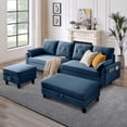 thumbnail image 1 of Pingliang Home Sectional Sofa with 2 Storage Ottomans,L Shaped 4 Seat Sofa Couch with Coffee Table Ottoman,Modern Linen Sofa for Living Room,Apartment,Office,Studio,Blue, 1 of 13
