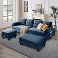 thumbnail image 1 of Pingliang Home Sectional Sofa with 2 Storage Ottomans,L Shaped 4 Seat Sofa Couch with Coffee Table Ottoman,Modern Linen Sofa for Living Room,Apartment,Office,Studio,Blue, 1 of 10