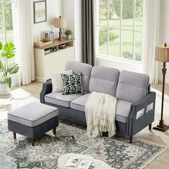 Pingliang Home Convertible Sectional Sofa with Footstool Living Room