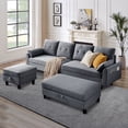 thumbnail image 1 of Pingliang Home Sectional Sofa with 2 Storage Ottomans,L Shaped 4 Seat Sofa Couch with Coffee Table Ottoman,Modern Linen Sofa for Living Room,Apartment,Office,Studio,Light Gray, 1 of 13