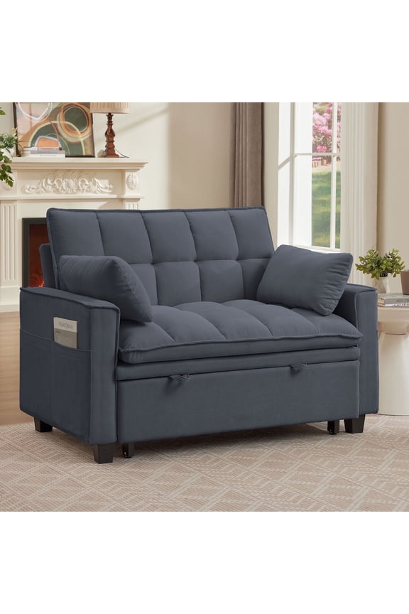 Convertible Loveseat Reclining Sleeper Sofa Pull Out Bed,2 Seat Small Couch with Storage Side Pockets,for Living Room Apartment Office Studio