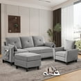 thumbnail image 1 of Pingliang Home Sofa Set, Convertible Sectional Sofa & Accent Chair,3 Seat L-Shaped Couch with Reversible Storage Ottoman&Side Pocket, Furniture Set for Living Room Office Apt, 1 of 9