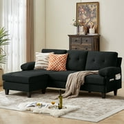 Pingliang Home 84 Convertible Sectional Sofa Couch with Reversible Storage Ottoman & Side Pockets,Deep Seat Modern L Shaped 3 Seat Sofa Couch,for Living Room Office Apartment Studio