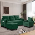 thumbnail image 1 of Pingliang Home Sofa Set of Convertible Sectional Sofa & Accent Chair,3 Seat L-Shaped Couch with Reversible Storage Ottoman&Side Pocket, Furniture Set for Living Room Office APT, 1 of 9