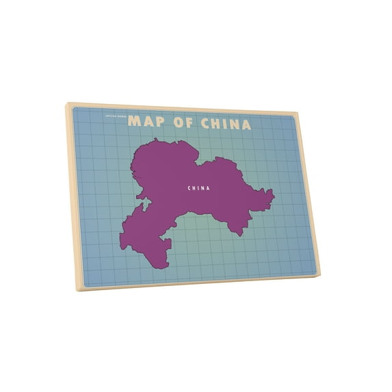 Pingo World 0127QD3Q84G "Map of China Upside Down" Gallery Wrapped Canvas Art, 30" x 20"