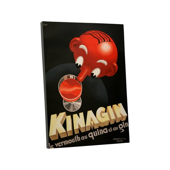Pingo World 0616QPSEKXY "Kinging Vermouth Vintage" Advertising Poster Gallery Wrapped Canvas Wall Art Print, 45" x 30", Variable