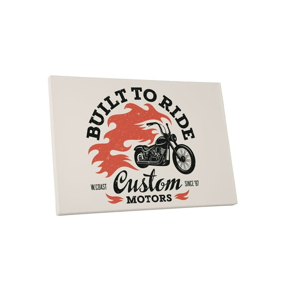 Pingo World 0725QR2OOLG "Built To Ride Motorcycle" Gallery Wrapped Canvas Wall Art, 30" x 20", Variable