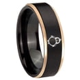 thumbnail image 1 of Pinguin Design 8MM Step Edge Black And Rose Gold Tungsten Men Ring, 1 of 2