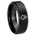 thumbnail image 1 of Pinguin Design 8MM Step Edge Brush Black Tungsten Men Ring, 1 of 2