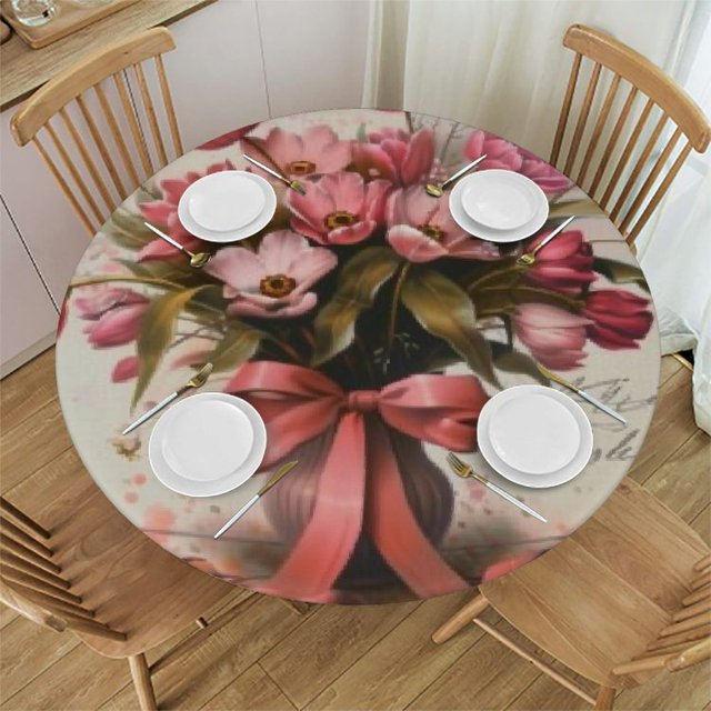 Pingxixi A Bunch of Carnations Round Tablecloth, Coffee Table Cloth