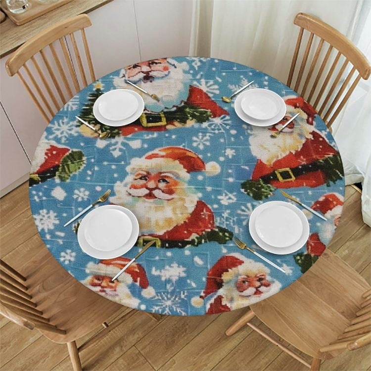 Pingxixi Christmas Dwarfs Round Tablecloth,Waterproof Tablecloth for