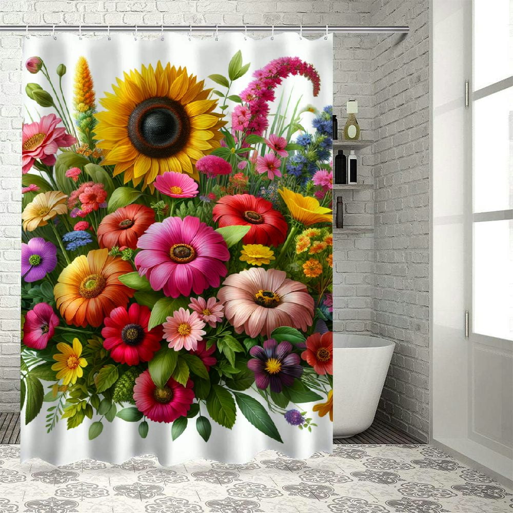 Pingxixi Colorful Shower Curtain for Bathroom, Bright Aesthetic Pink