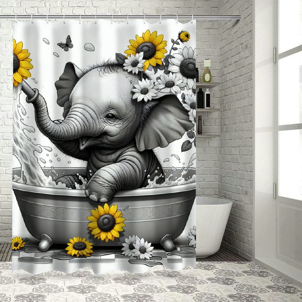 Pingxixi Funny Elephants Shower Curtain Sets, Cute Elephants and ...