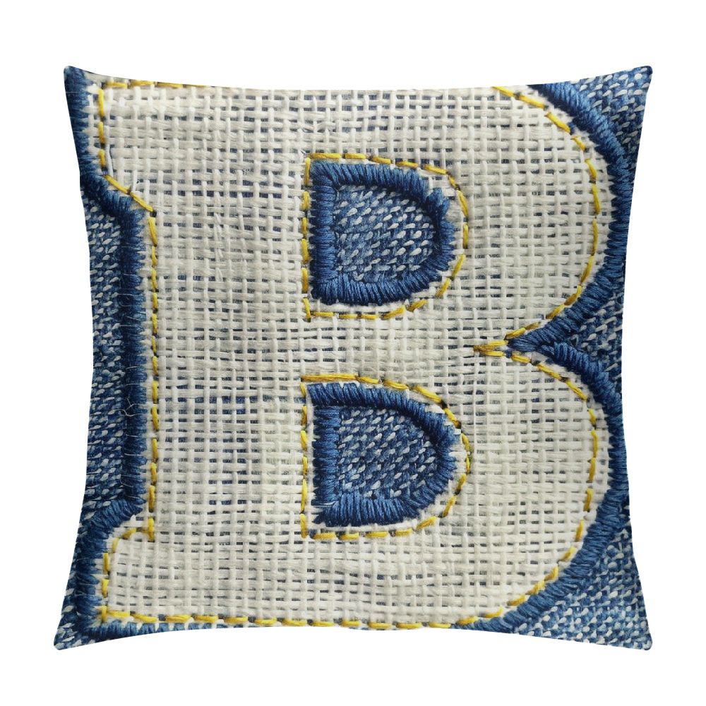 Pingxixi Letter B Throw Pillow Cushion Cover, Jeans Clothing Retro