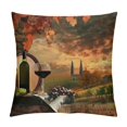 Pingxixi Throw Pillow Cushion Cover, White Wine Cask on Vineyard at