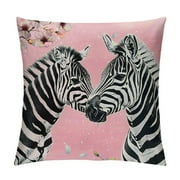 Pingxixi  Zebra Print Pillow Cover Pink Cherry Blossom Pink Pillow Cover for Bedroom Living Room Decor Spring Flowers Wild Animal Decorative Pillow Cover