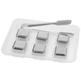 thumbnail image 1 of Pingxizhi 1 Set Reusable Stainless Steel Ice Cubes Whiskey Non-Melting Ice Cubes Metal Chilling Stones with Tong for Wine Cocktails and Beverages, 1 of 6