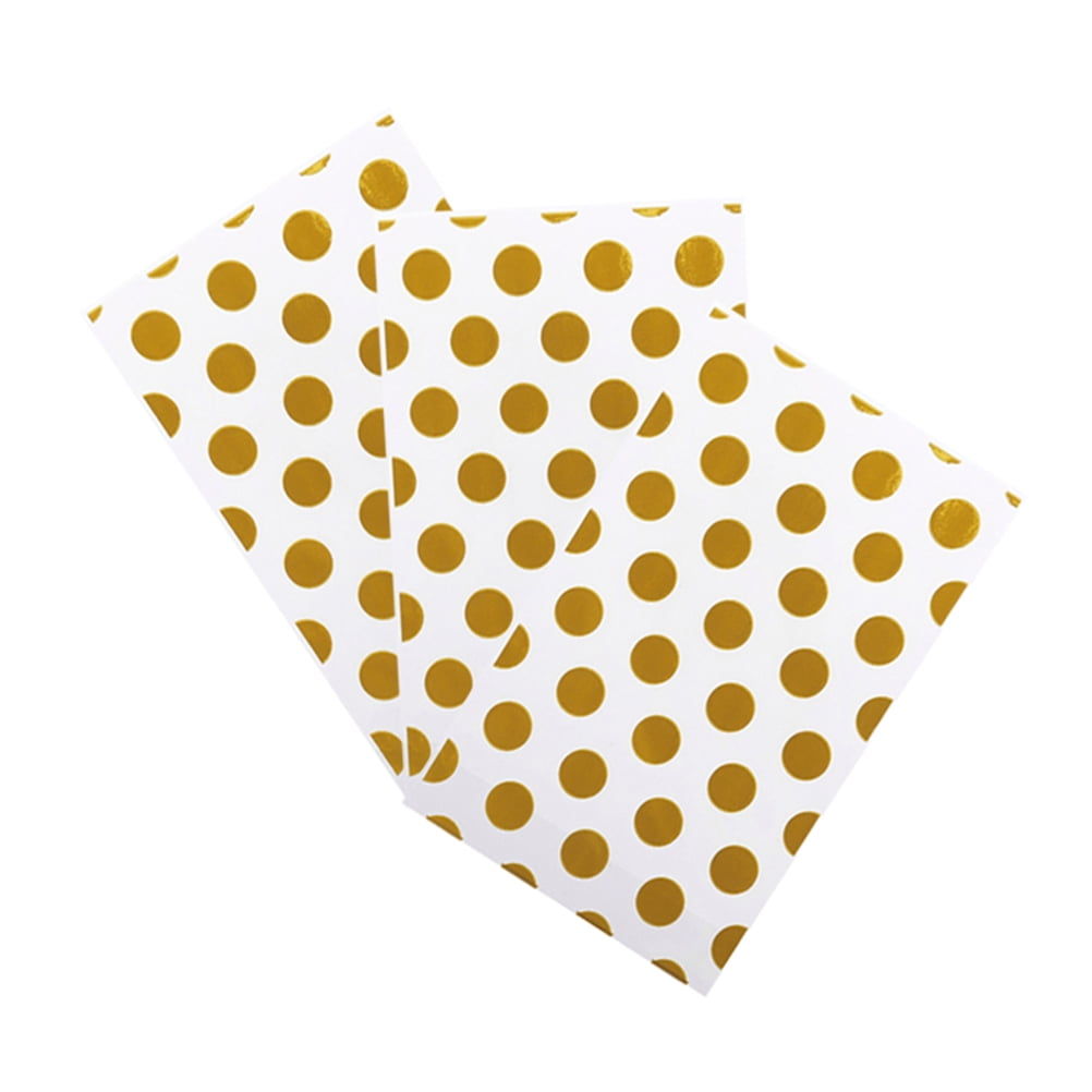 Pingxizhi 100pcs Clear Cellophane Bags Dot Cookie Bags Printed Treat Favor Bags for Wedding Baby Shower(Golden)