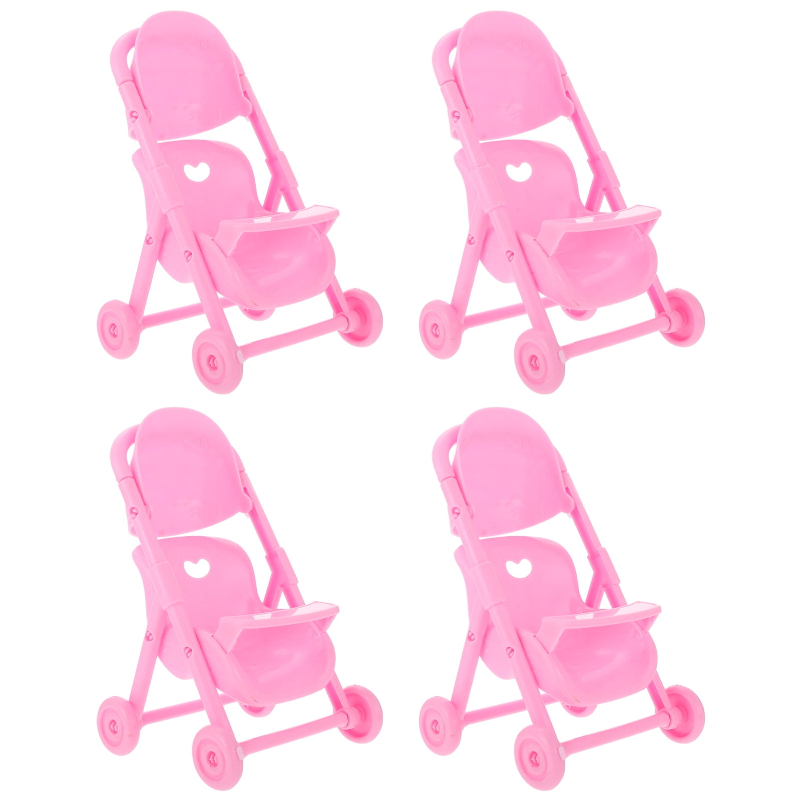 Pingxizhi 4Pcs Simulation Baby Stroller Plaything Plastic Trolley Model Toy Kids Role-playing Toy
