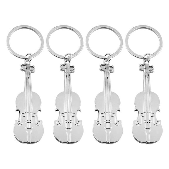 Masteelf Silver Zinc Alloy Violin Keychain for Key with Durable Design and Intricate Details 4 Pieces