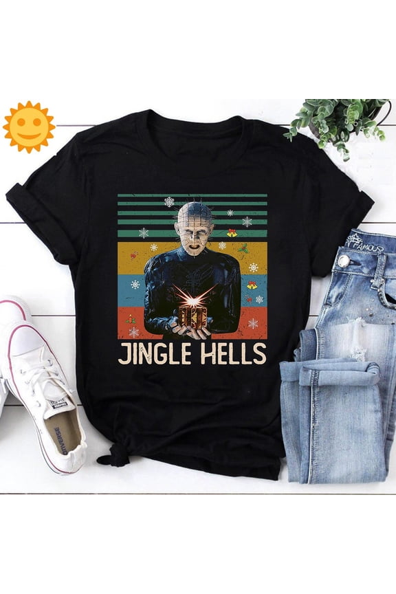 Pinhead Jingle Hells Vintage T-Shirt, Halloween Shirt, Hellraiser Shirt, Pinhead Shirt, Horror Movie Shirt, 80s Movie Shirt