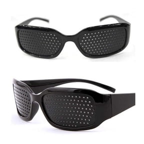 Pinhole Glasses Vision Training Eye Relaxation Glasses Black Plastic Frame Anti Eye Strain Training Glasses for Reading Computer Use and Daily Eye Comfort