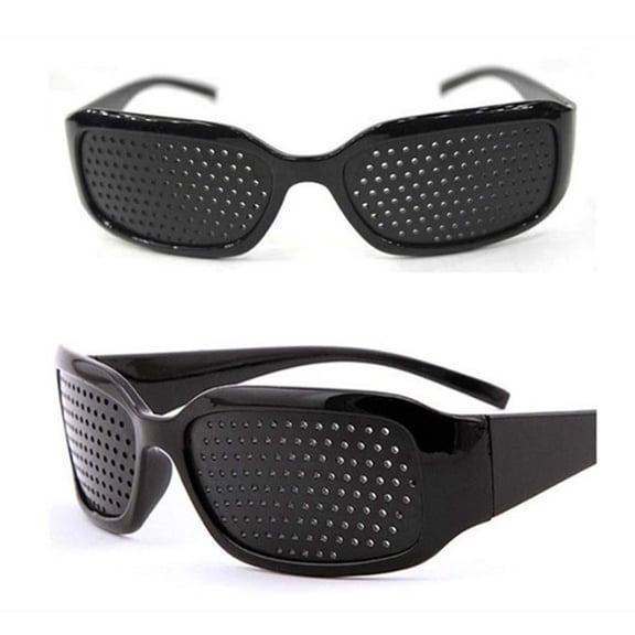 Pinhole Glasses Vision Training Eye Relaxation Glasses Black Plastic Frame Anti Eye Strain Training Glasses for Reading Computer Use and Daily Eye Comfort