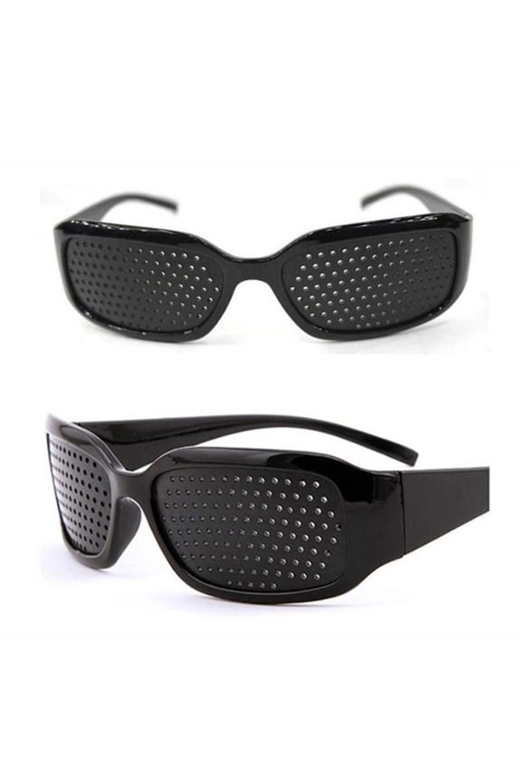 Pinhole Glasses Vision Training Eye Relaxation Glasses Black Plastic Frame Anti Eye Strain Training Glasses for Reading Computer Use and Daily Eye Comfort