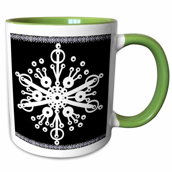 3drose, Pinhole Snowflake, 11oz Two-tone Green Mug