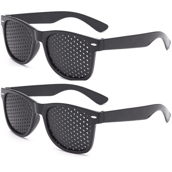 Pinhole glasses black hole glasses foldable temples mesh glasses for eye training and relaxation (2 pieces)