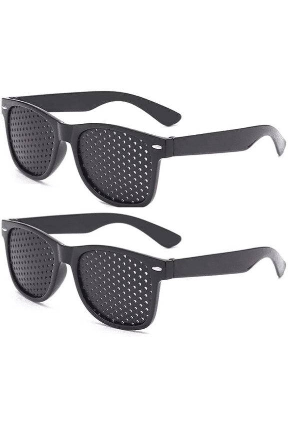 Pinhole glasses black hole glasses foldable temples mesh glasses for eye training and relaxation (2 pieces)