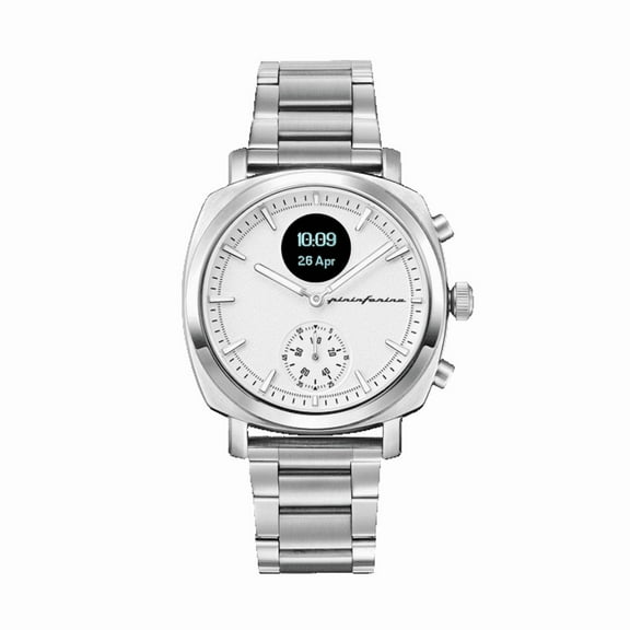 Pininfarina Senso Vanguard Hybrid Smartwatch - Analogue Watch with Digital Display - Tracks Heart Rate, Steps, Calories, Sleep, Fitness & GPS Tracking (Moonlight Silver)