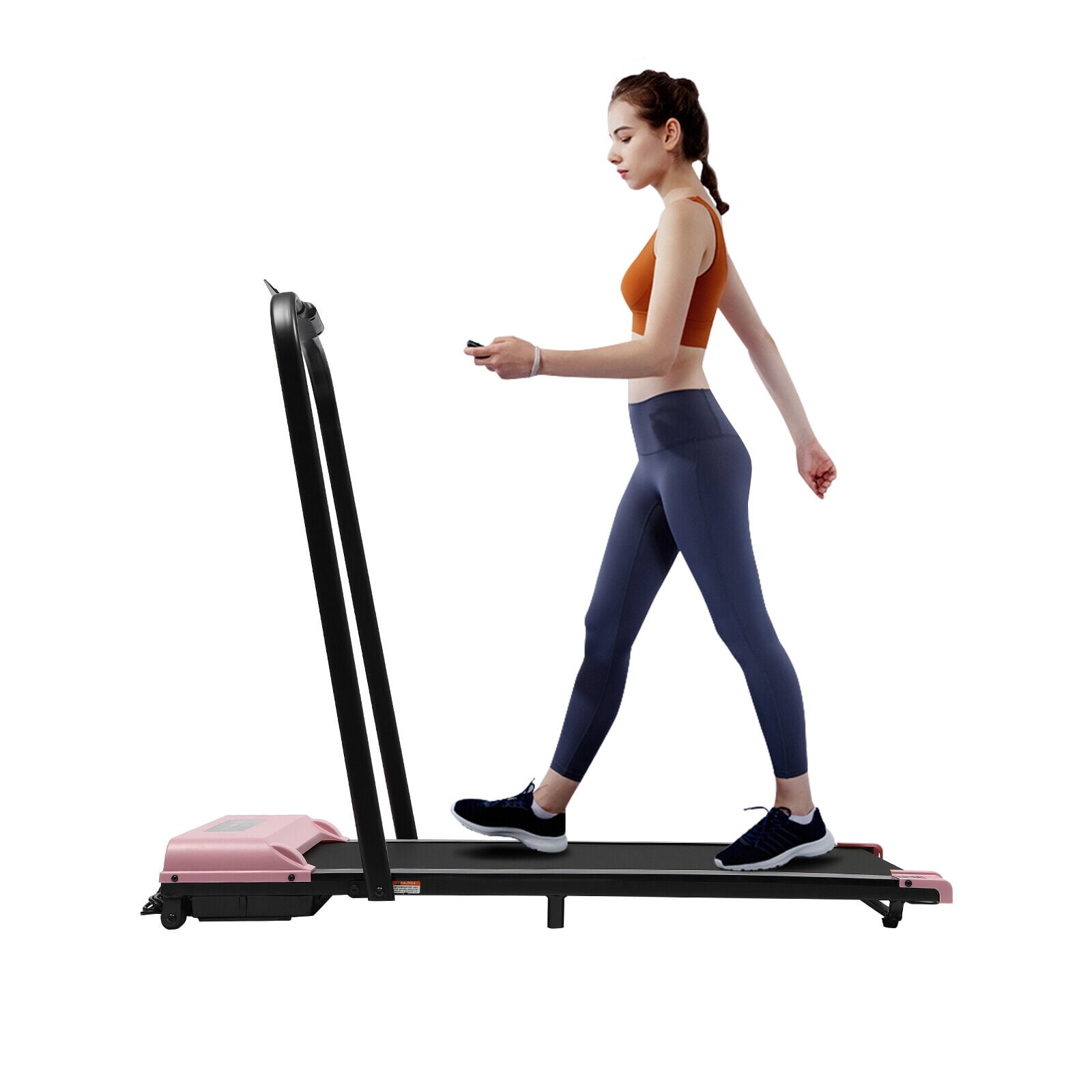 Pink 1 10 km h 0.6 6 mph Folding Treadmill 2 in 1 Max 3.0HP Under Desk Electric Treadmill Workout Running Walking Treadmill with Remote Control and