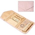 thumbnail image 1 of (Pink) 1 Roll Up Jewelry Bag, Leather Travel Jewelry Pouch, Collapsible Jewelry Box, Lightweight Jewelry Box, Earrings, Necklace, Bracelet, Ring, Jew, 1 of 5