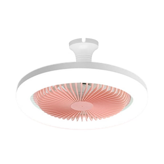 Pink 10.2 Inch Ceiling Fan With Light Enclosed Low Profile Flush Mount E27 Lamp Included Dimmable Led Quiet Motor For Home Bedroom