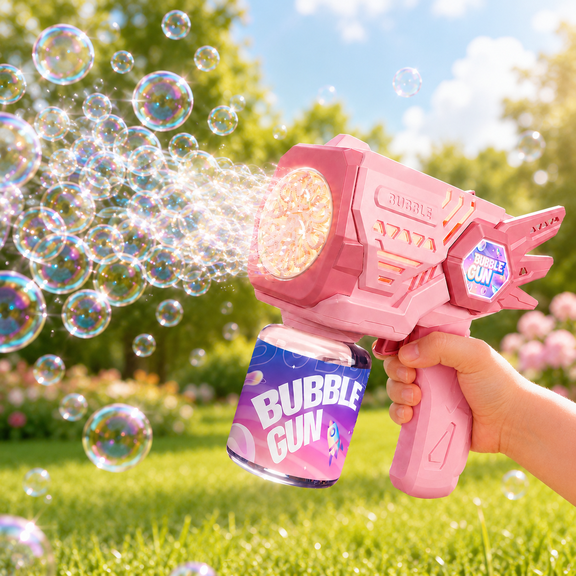 PYROEPLEEA Bubble Machine for Kids, Angel Wings Bubble Gun Toy for Boys Girls Toddlers, Gift for Summer Indoor Outdoor Wedding Birthday Party, Pink